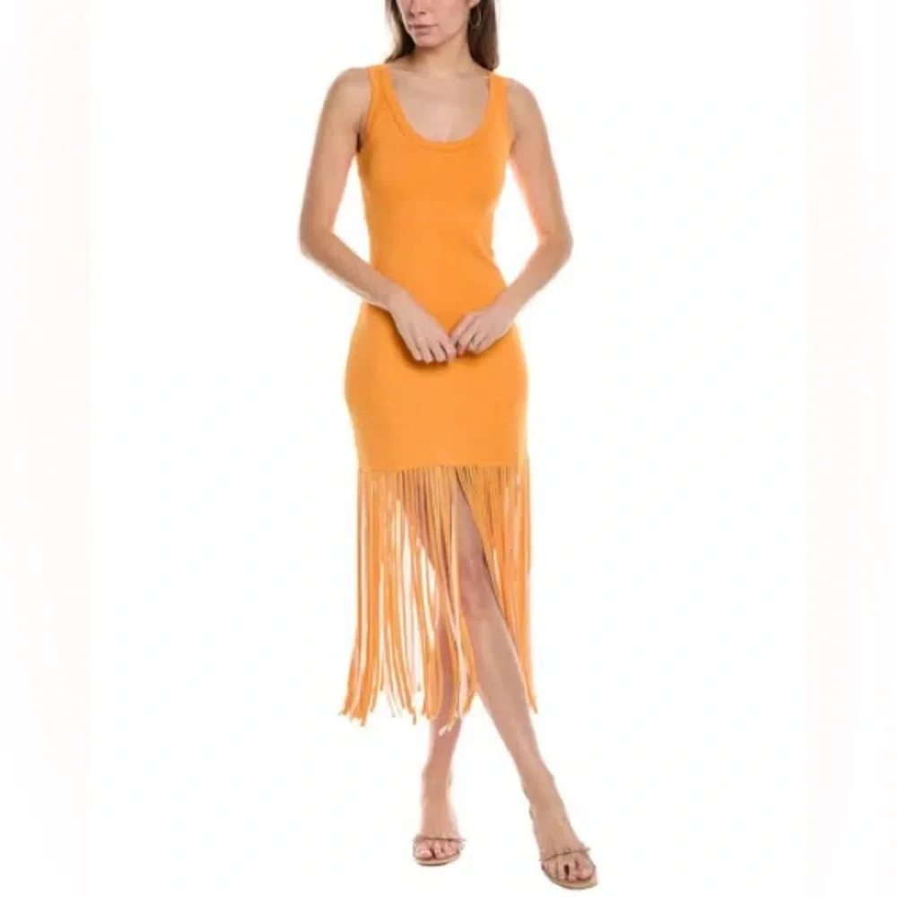 SANDRO Malvina Fringe
Midi Dress in orange size 38/ 6 US - Picture 3 of 8